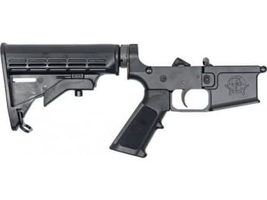 Great Lakes Firearms GL15 Lower Group AR-15 Receiver 5.56 NATO Adjustable Stock Black Billet Lower