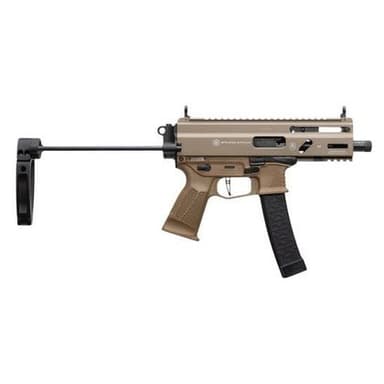 Grand Power Stribog SP9A3S 197892029988 Pistol, 9mm Luger, 5.5" Threaded Barrel, 30+1, Semi-Auto, FDE, Roller-Delayed, Tailhook Brace.