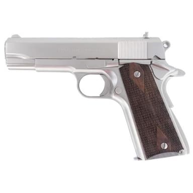 Tisas 1911 Tank Commander: Nickel/Walnut 9mm Pistol, 4.25" Barrel