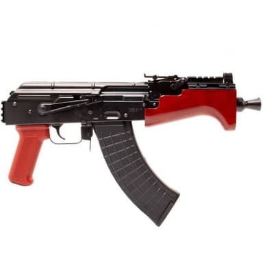 Pioneer Arms Micro Hellpup Classic Pro, AK Pistol, Polish Red Wood Handguard w/ Picatinny Top Rail, Brace Ready, 7" Barrel, 2-30rd Mags