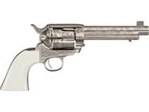 Cimarron Bat Masterson .357 Magnum 5.5in Engraved Nickel Revolver - .357 Magnum