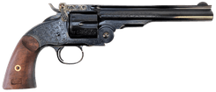 Taylors & Co Schofield .45 Colt 7" Blued Engraved Revolver - view 2