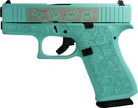 Glock 43X Rose Engraved Tiffany Blue 9mm Semi-Auto Pistol - view 2