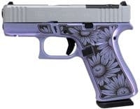 Glock G43X Miss Daisy 9mm 3.41in Purple Cerakote Black Daisy Engraving - view 2