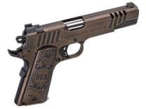 Auto-Ordnance 1911-A1 Bronze Patriot .45 ACP, Engraved Grips & Night Sights - view 3