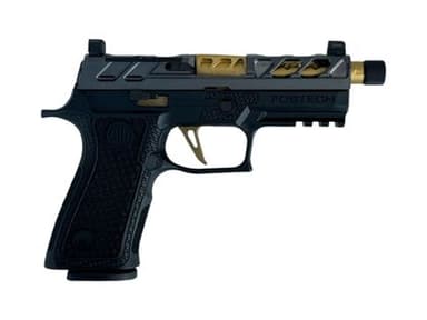 Fostech Drone Predator 9mm 3.9in Tungsten Grey Slide Gold Threaded Barrel