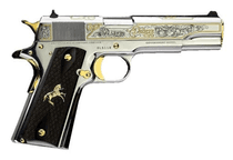 Colt 1911 Government .38 Super 5in Stainless Gold Engraved - .38 Super